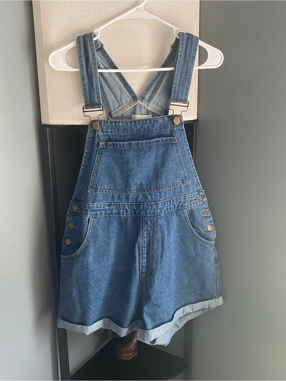 Blue Denim Short Overalls for Women
